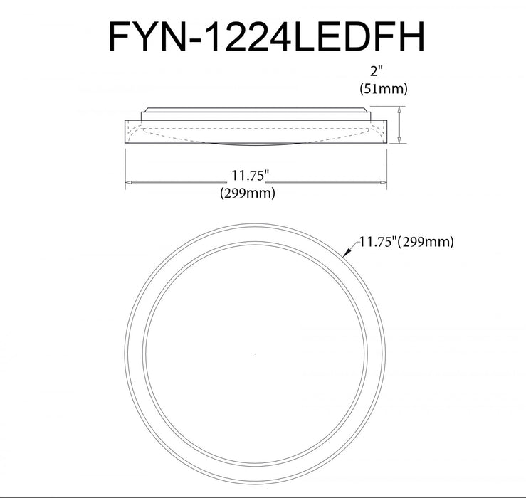 Plafonnier affleuré Flynn de Dainolite qui diffuse la lumière, avec fini laiton vieilli et blanc, et ampoule de 24 W