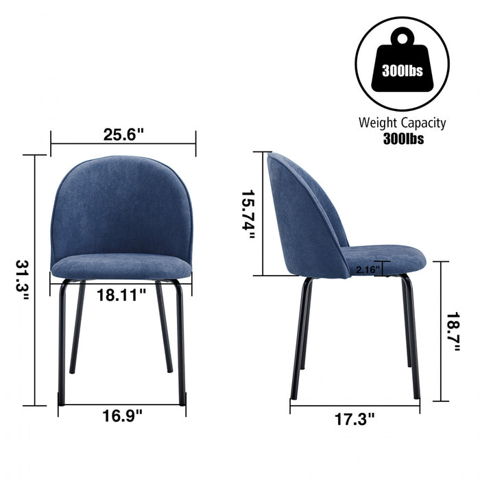 Lot de 2 chaises de salle a manger ergonomiques Ethan, couleur bleu