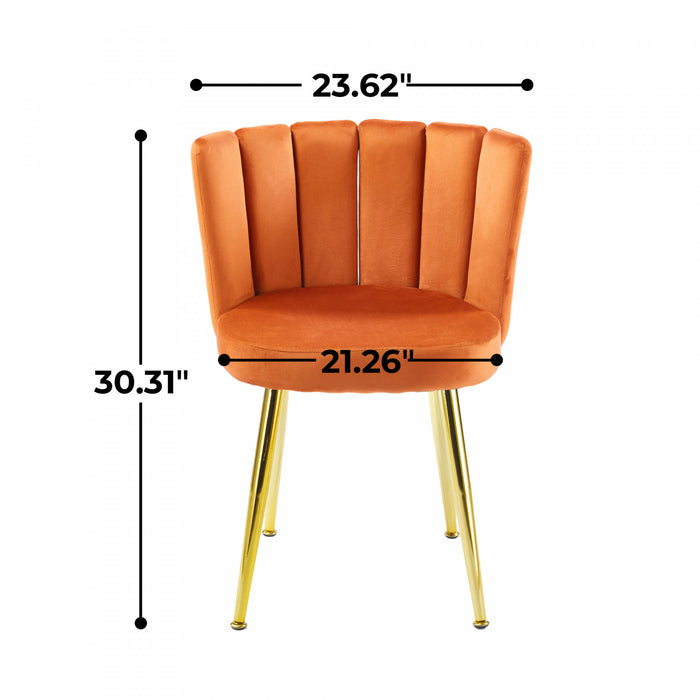 Lot de 2 chaises de salle a manger Lila en velours, couleur orange
