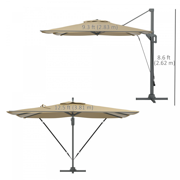 Outsunny Parasol De Patio En Porte-a-faux Outsunny De 13 Pi, Kaki