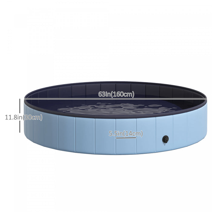 Pawhut Piscine Pliante Pour Chien Piscine Pour Animaux De Compagnie Baignoire Pour Chiot Fournitures Pour Animaux De Compagnie (Φ63\", Bleu)
