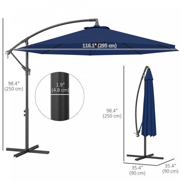 Outsunny Parasol De Patio De Luxe De 10 Pi, Parasol De Marche, Bleu Marine