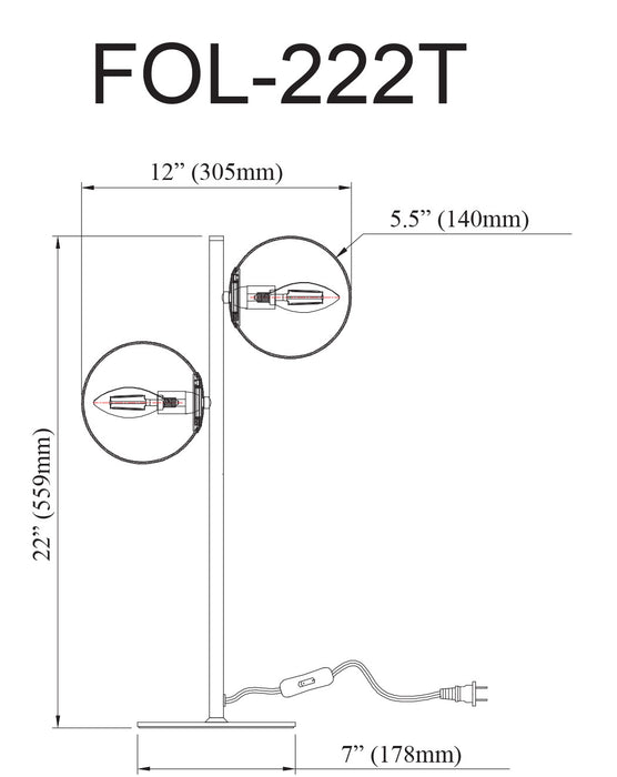 Lampe de table Folgar de Dainolite en verre blanc opale, avec fini laiton vieilli et 2 ampoules