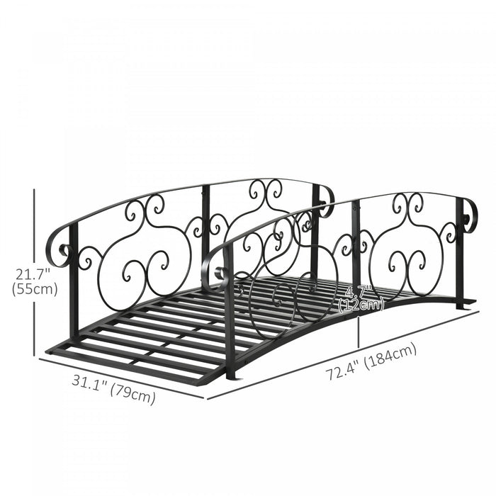 Outsunny Pont De Jardin De 6 Pi, Pont Decoratif Pour Bassin, Noir