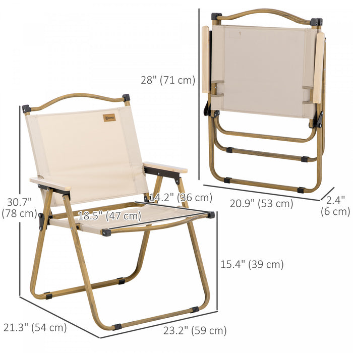Outsunny Lot De 2 Chaises De Camping Pliantes, Fauteuils Portables, Kaki