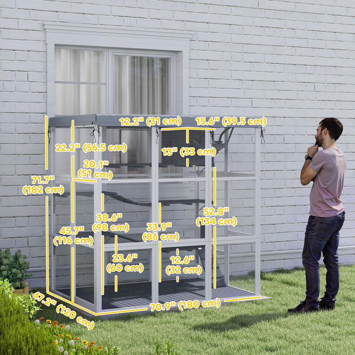 Enclos Exterieur Pour Chat Catio De 71 Po, Gris