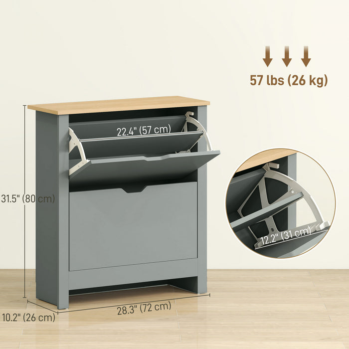 HOMCOM Armoire a chaussures etroite pour entree avec 3 tiroirs rabattables