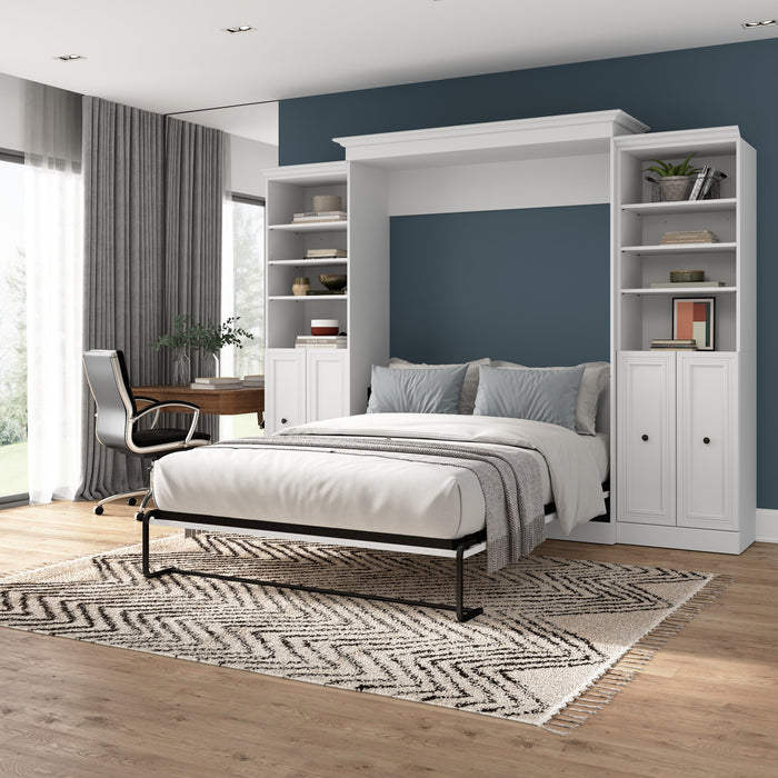 Grand lit escamotable Versatile de Bestar de 115 po (L) avec 2 organisateurs de garde-robe et portes - blanc