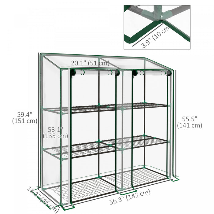 Outsunny Mini Serre Avec 3 Etages 6 Etageres Serre Portable, Transparent