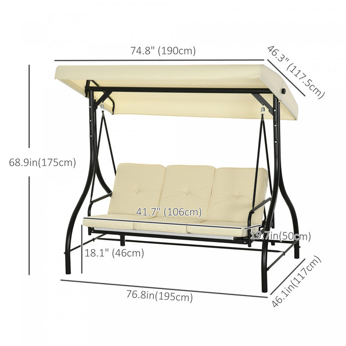 Outsunny Chaise D'oscillation De Patio 3 Places Avec Lit