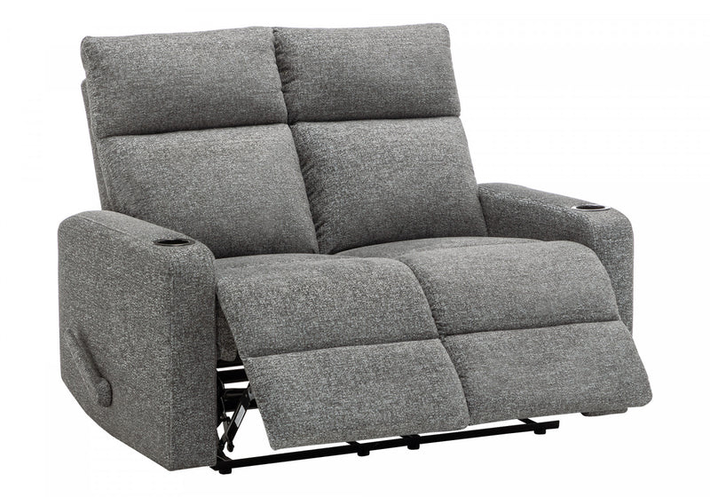 Petit Causeuse Inclinable Rembourre 2 Places, 50\" De Large, Tissu Gris Fonce, Contemporain