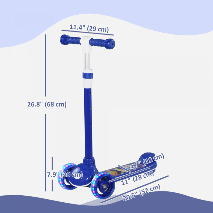 Qaba Trottinette Pour Enfants De 2 A 6 Ans, Avec Eclairage Led, Bleu