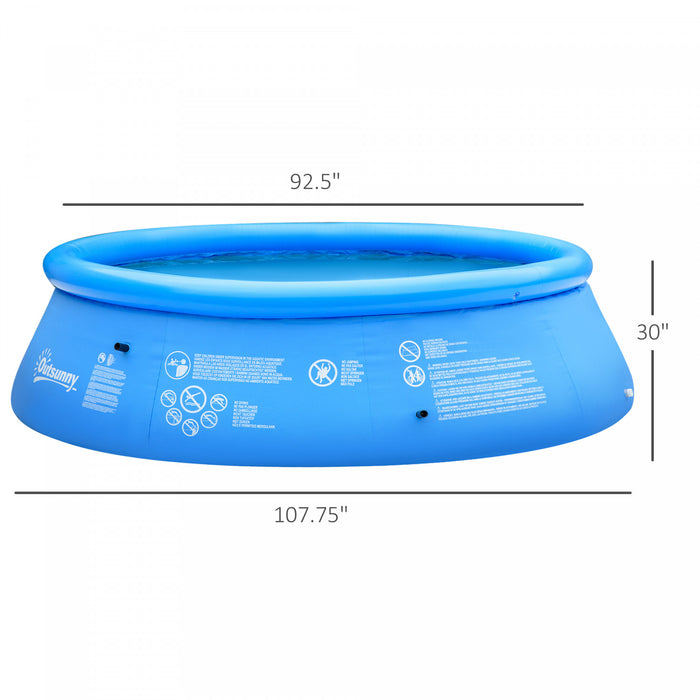 Outsunny Piscine Gonflable Familiale 104\" X 30\" Avec Pompe Manuelle Pour Enfants, Adultes, Exterieur Jardin Cour Bleu