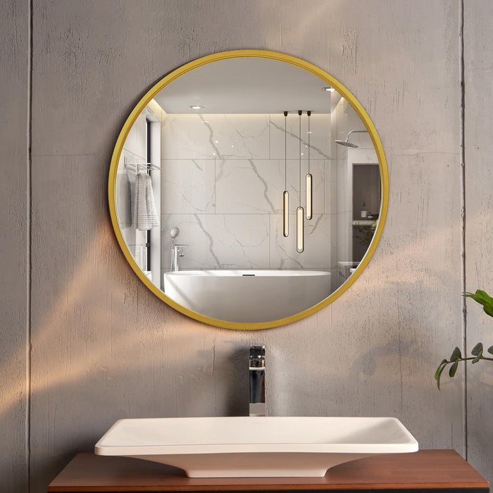 Miroir rond Arcus 36 po x 36 po fabriqué à la main - doré