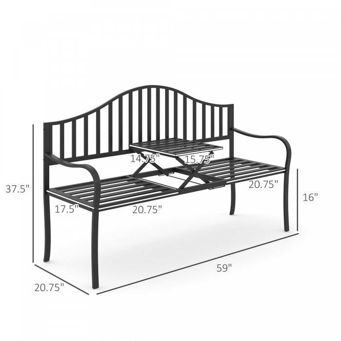 Banc D'exterieur Outsunny Avec Table Centrale Retractable, Noir