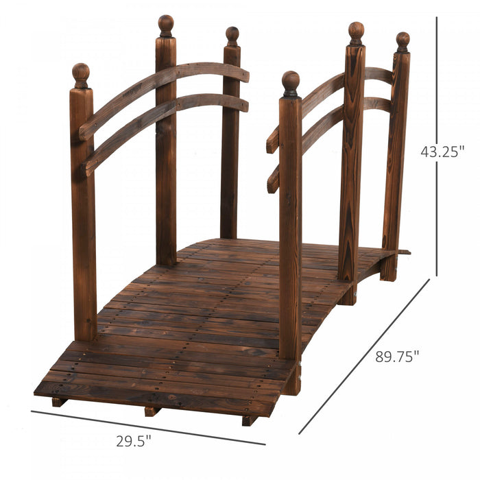 Outsunny Pont de Jardin Arque en Bois de Sapin 7.5' avec Rampes Laterales