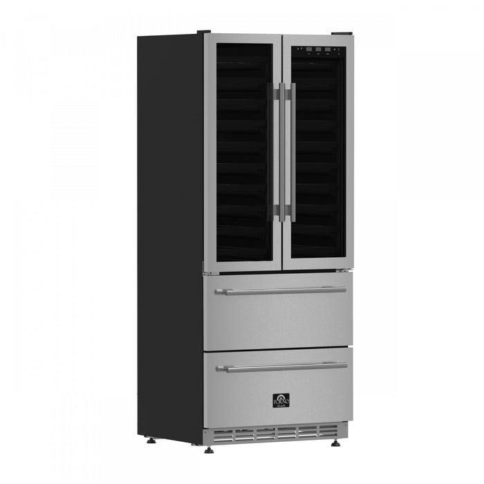 Refroidisseur a vin Campania de 32\" en acier inoxydable, double zone, 17,7 pi³ - FWCDR6635-32S