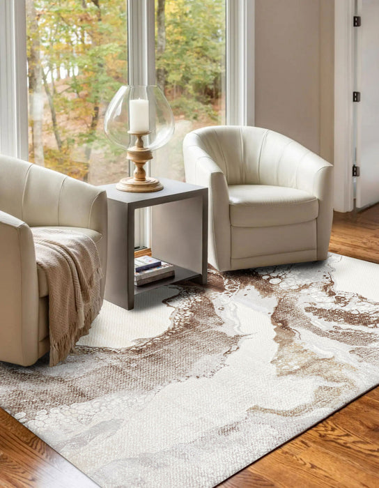 Tapis Contemporain/Moderne Bloom 5'0\" x 8'0\" en Brun clair