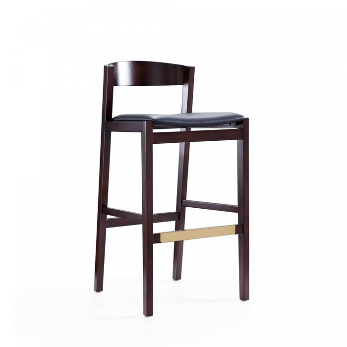 Tabouret de bar en bois rembourre style Klismos mi-siecle moderne noir - Lot de 3
