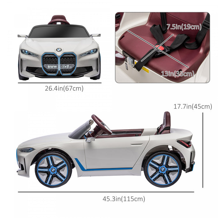 Aosom Voiture Electrique 12 V Avec Telecommande, 3,1 Mph, Jouet Pour Enfants Pour Garcons Et Filles Avec Batterie Portable, Systeme De Suspension, Klaxon, Musique, Lumieres, Blanc