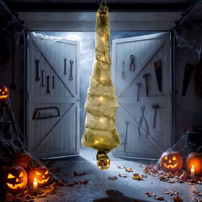 HOMCOM Momie d’Halloween suspendue 183 cm, decoration cocon inversee