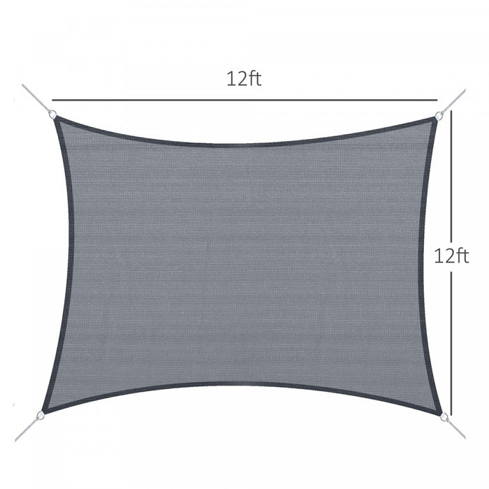 Outsunny Square 12' Canopy Sun Sail Shade Garden Cover Uv Protector Abri Exterieur Pour Pelouse Avec Sac De Transport Gris