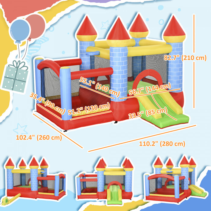 Qaba Chateau Gonflable 4 en 1 de 9,2 x 9,5 pieds pour Enfants