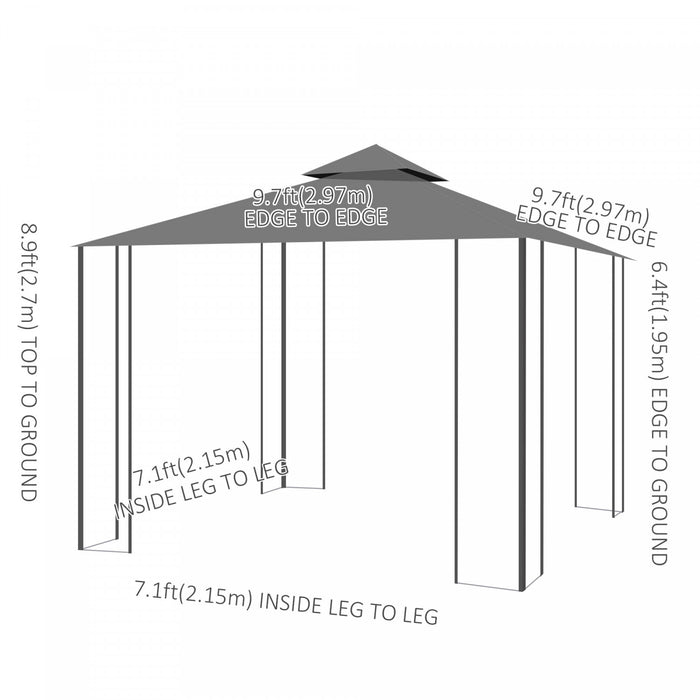 Outsunny Tonnelle De Jardin Pare-soleil D'exterieur Portable 10'x10', Gris
