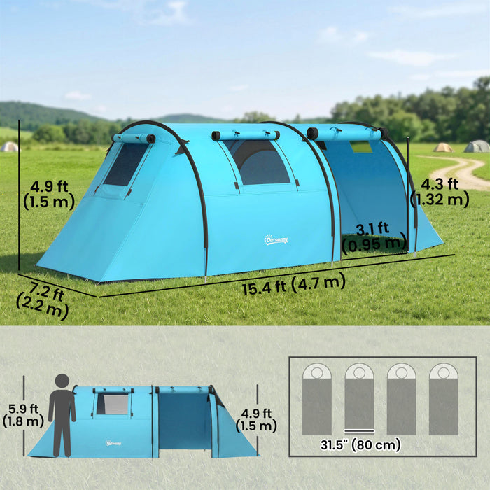 Outsunny Tente de Camping 3-4 Personnes avec 2 Pieces, Tente Familiale Impermeable