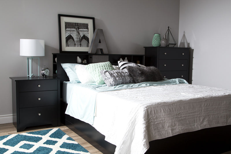 Vito Table De Nuit Avec Station De Chargement - Noir Solide