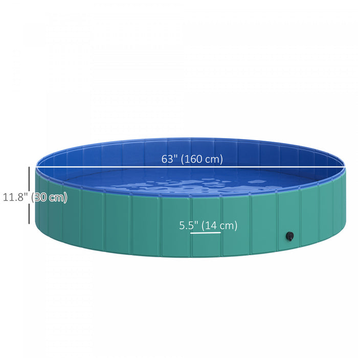 Pawhut Piscine De Bain Pour Chien En Pvc Pliable Portable Pour Enfants Pour Animaux De Compagnie, Baignoire Pour Chiots Exterieure/interieure Avec Fond Antiderapant Pour Chiens Et Chats