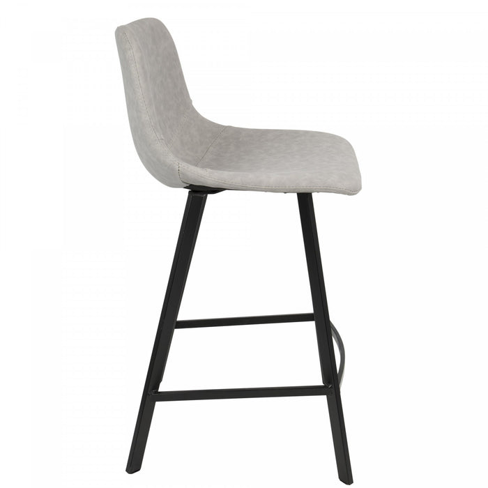 Tabouret industriel Outlaw de hauteur comptoir en similicuir gris - ensemble de 2