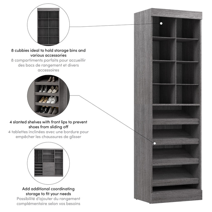 Organisateur de garde-robe pour chaussures Pur de Bestar de 25 po (L) - gris écorce