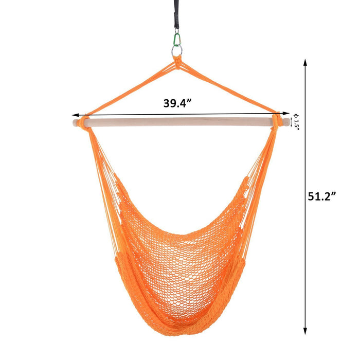 Outsunny Portable Suspendu Tisse Hamac Siege Corde Balancoire Chaise Lit De Couchage Pour Exterieur Jardin Cour Camping (orange, Nylon)