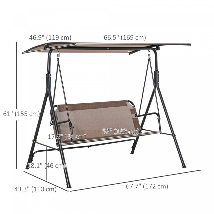 Outsunny Chaise Balancoire De Patio Pour 2 Personnes Avec Auvent Reglable