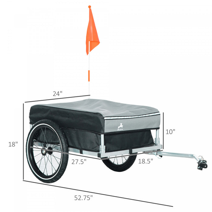 Aosom Remorque De Velo Pliable Avec Triple Securite, Noire Et Grise