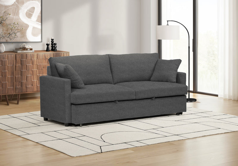 Canape Lit Convertible, 78\" Longueur, Tissu Gris Fonce, Contemporain, Moderne