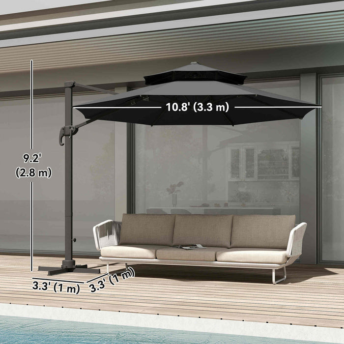 Outsunny Parasol Gris Fonce