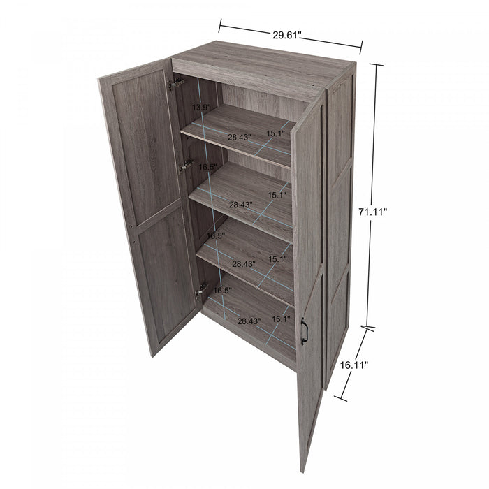 Armoire de rangement moderne Hopkins 30\" en gris (4 etageres) - Lot de 2