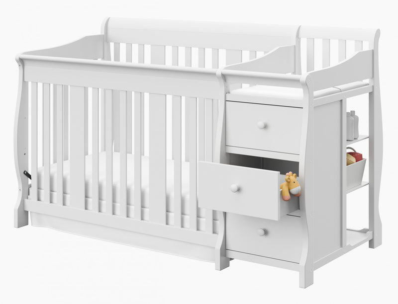 Storkcraft Portofino Lit de bebe convertible 4-en-1 avec table a langer - Blanc