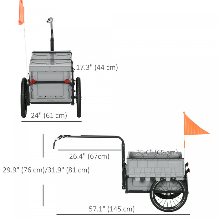 Aosom Bicyclette Cargo Remorque Velo Wagon Avec Boite De Rangement Amovible