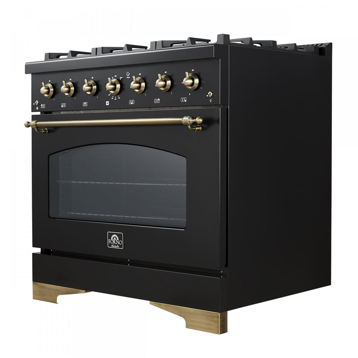 Cuisiniere a double combustible Antico 36 po , noire, 4,5 pi³ - FFSGS6113-36BLK