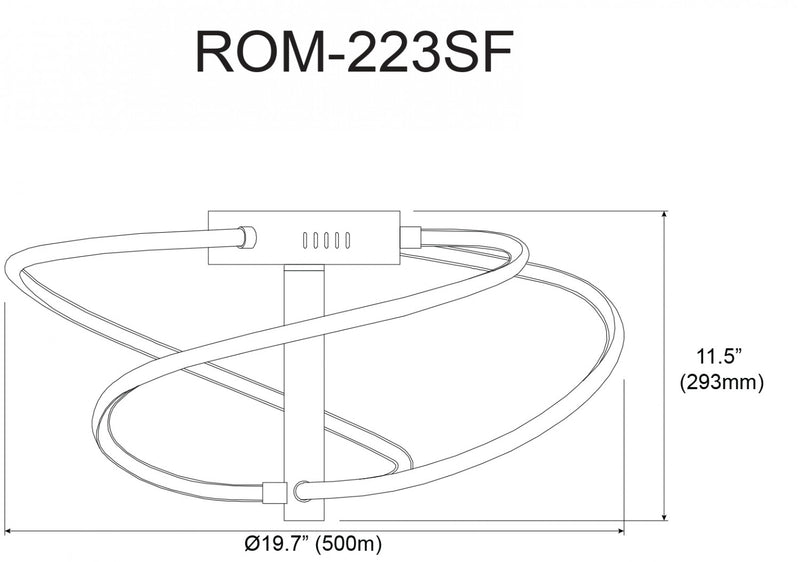 Plafonnier semi-affleuré Romy de Dainolite en silicone blanc qui diffuse la lumière, avec fini noir mat et ampoule à DEL de 24 W