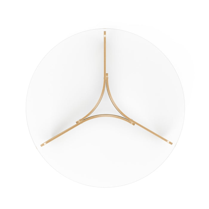 Table à café ronde moderne Madera de Umbra en bois massif avec dessus en verre - naturelle