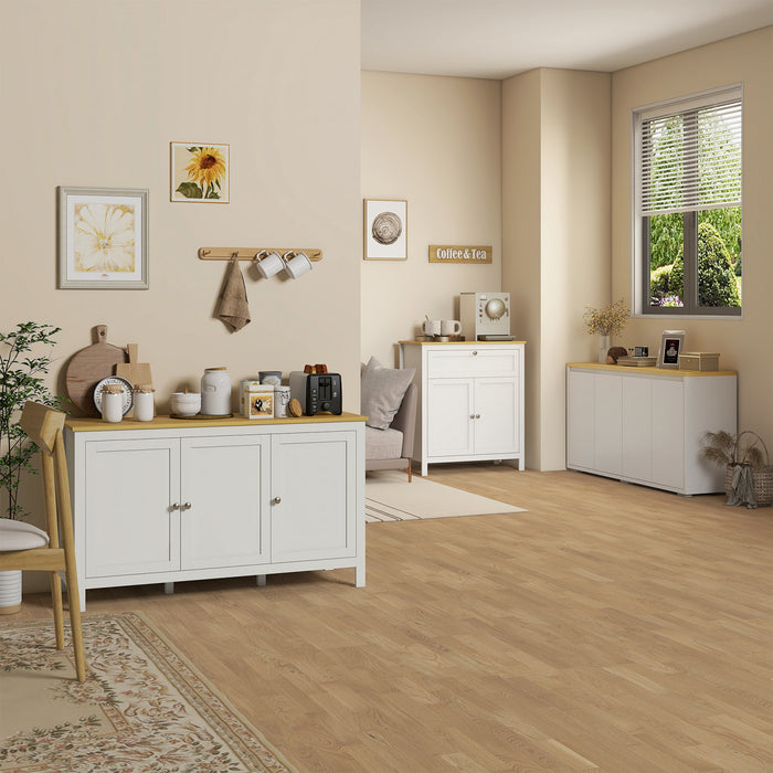 HOMCOM Meuble de Rangement, Meuble Buffet avec Portes, Blanc