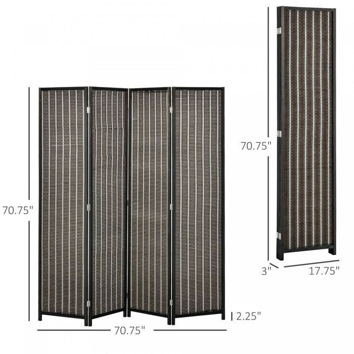 Homcom Paravent De Separation De Piece En Bambou A 4 Panneaux 6ft