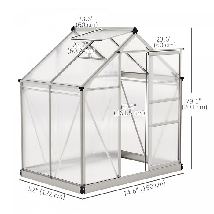 Outsunny Serre, Serre De Plain-pied Transparente Avec Porte Coulissante