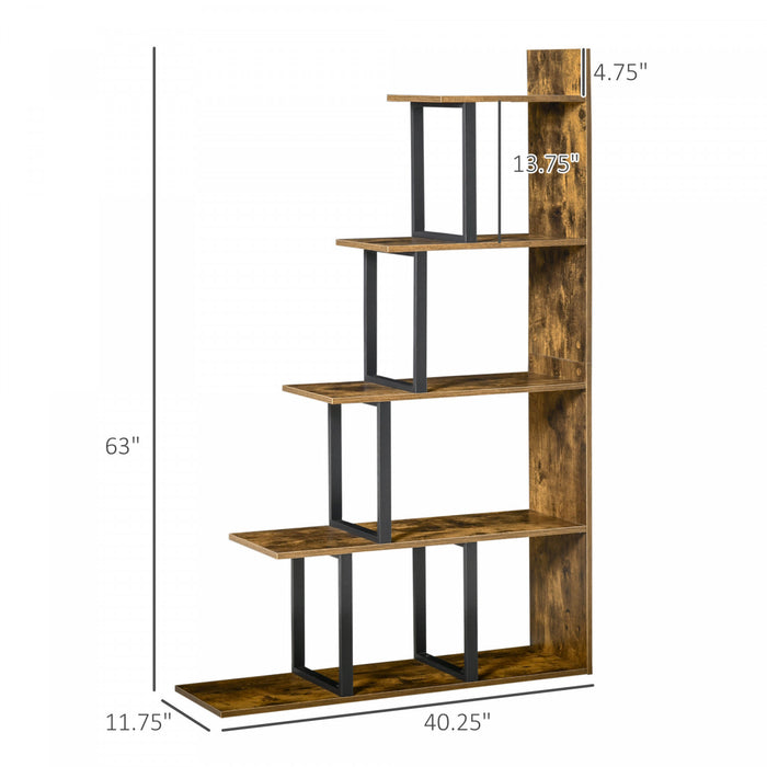 HOMCOM Etagere Echelle 5 Niveaux Presentation Plantes Brun Rouille