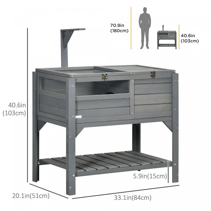 Pawhut Maison De Tortue En Bois Avec Etagere, Enclos Pour Tortues Pour Petits Animaux Avec Cadre De Support Leger, Cage A Reptiles Avec Plateau Pour Exterieur Et En Interieur, 33\" L X 20\" L X 41\" H