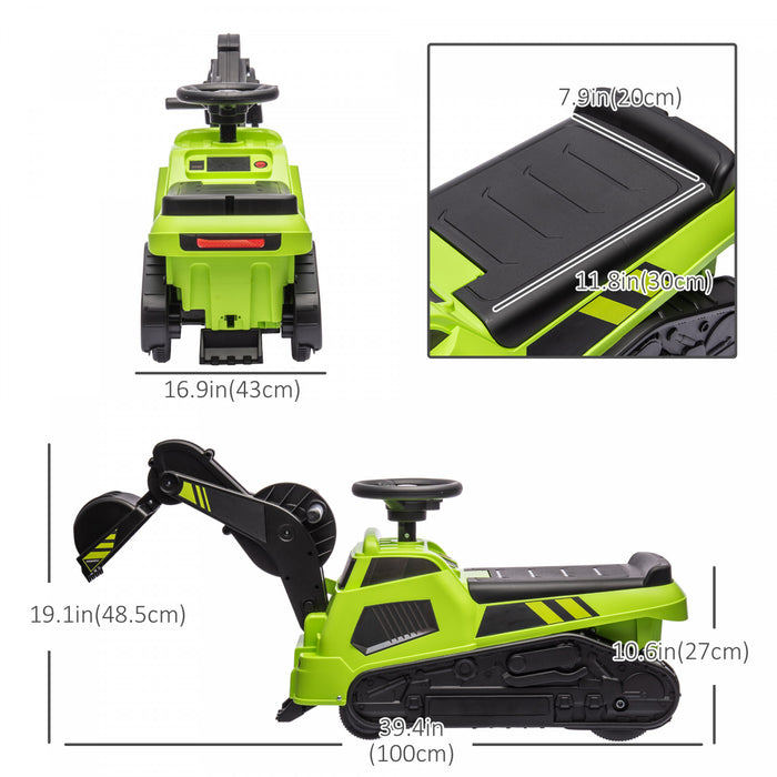 Aosom 3 En 1 Voiture De Construction Pour Enfants, Sans Puissance, Jeu De Simulation Avec Musique, Pour 18 A 48 Mois, Vert